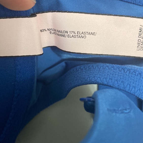 NWT Victoria Secret Blue Lined Demi Front Closure Bra With Criss Cross Back 32DD - Picture 9 of 11